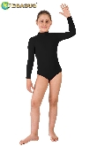 BODY DANZA COLLO ALTO LYCRA NERO BAMBINA